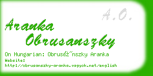 aranka obrusanszky business card